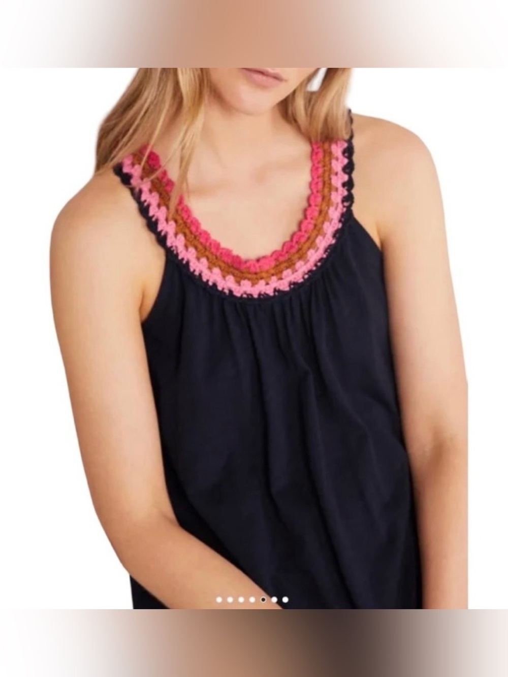 Boden Women Crochet Detail Trapeze Dress Navy Blue Size 4 EUC - Picture 2 of 8
